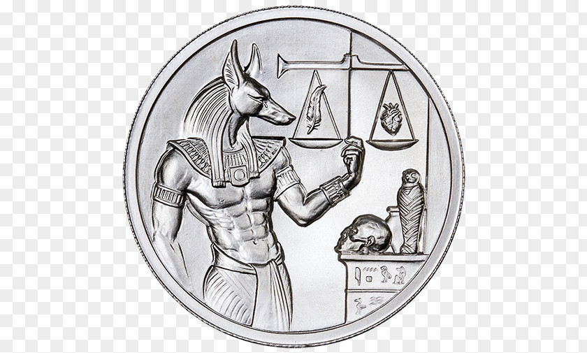 Anubis Silver Troy Weight Drawing Obverse And Reverse PNG