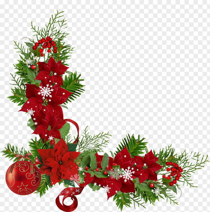 Falling Christmas Decoration Flower Clip Art PNG