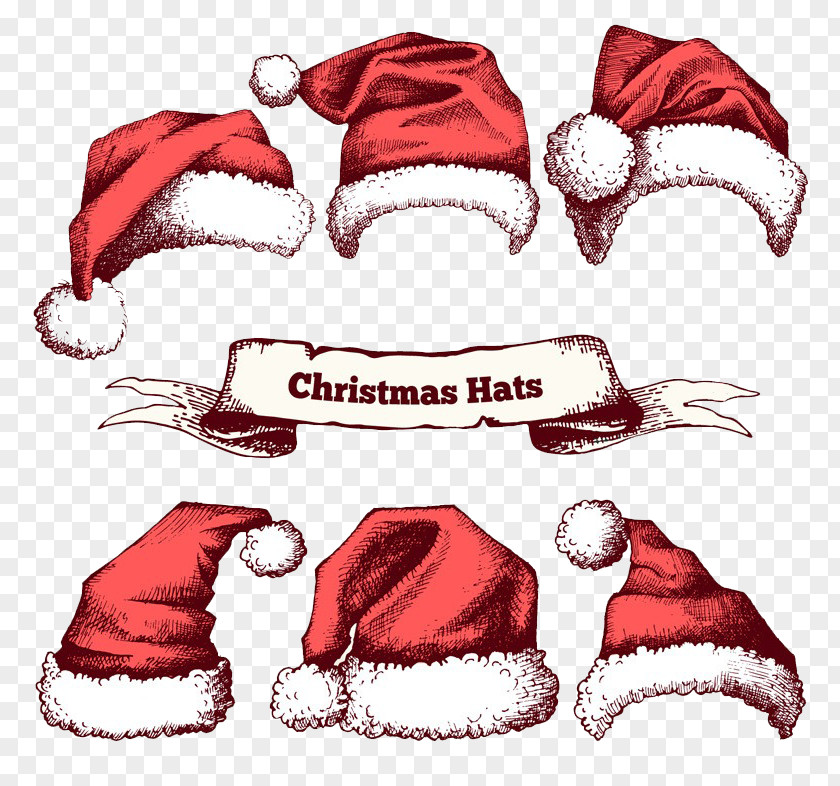 Red Christmas Hats T-shirt Hoodie Hat Crew Neck PNG
