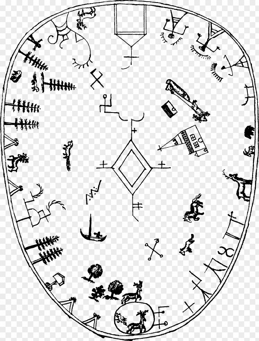 Drum Fragments Of Lappish Mythology Sami People Shamanism PNG