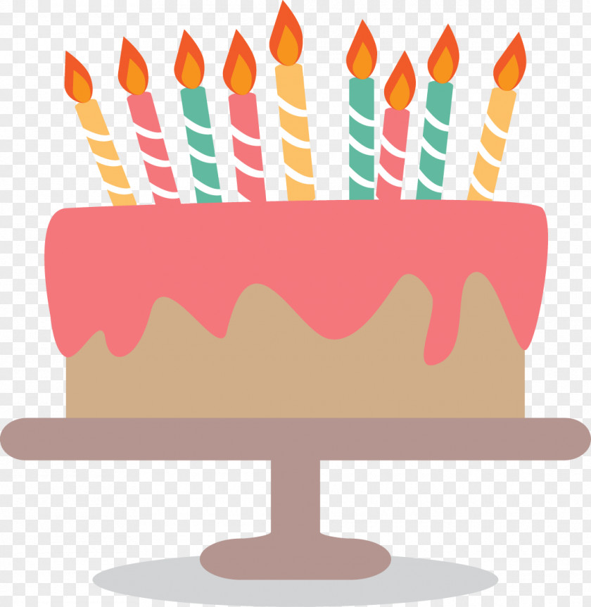 Birthday Cake With Candles Flat Greeting Card Clip Art PNG