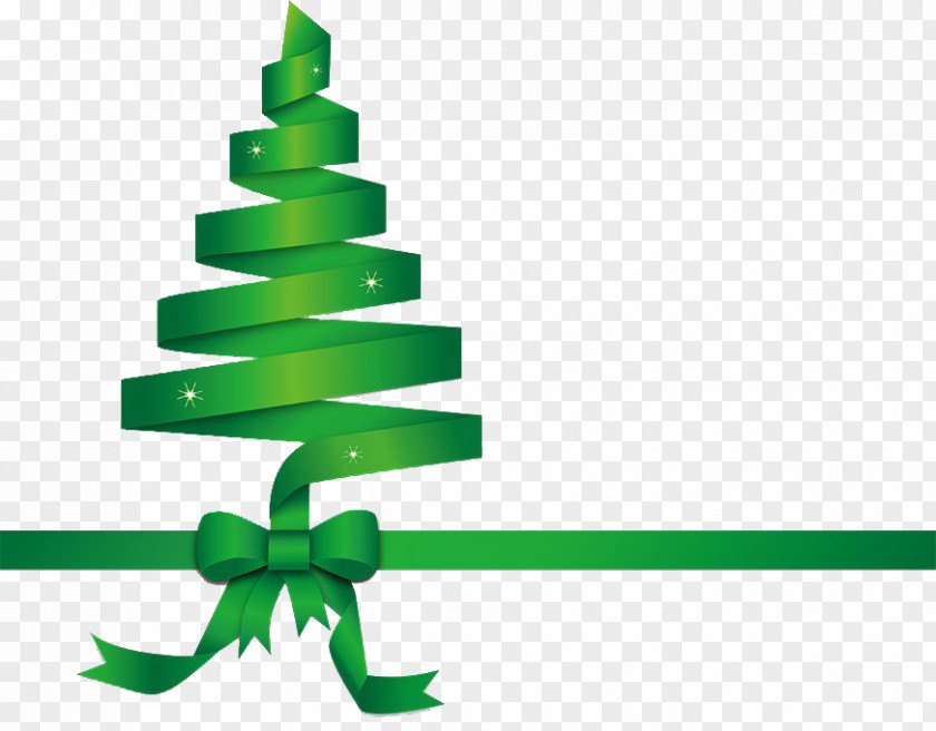 Green Ribbon Christmas Tree Clip Art PNG