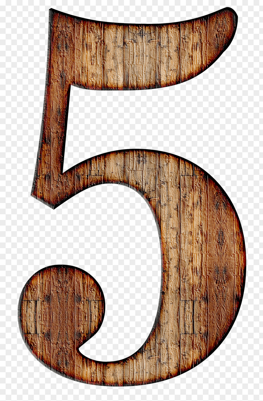 Number 5 Paper Wood Numerical Digit PNG