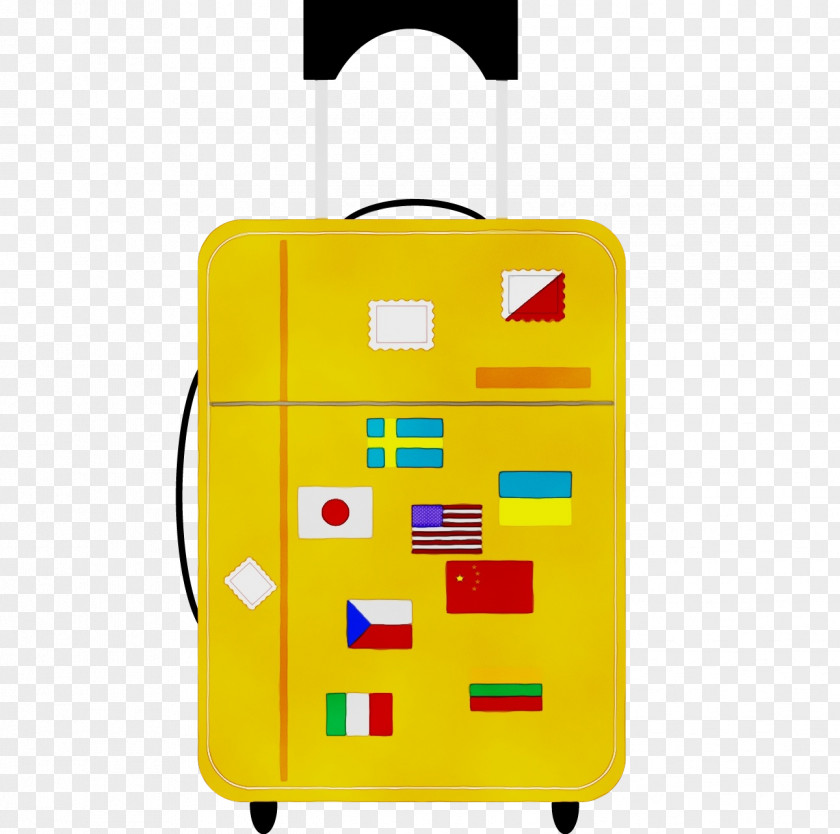 Travel Hand Luggage Yellow Suitcase Bag And Bags Rolling PNG