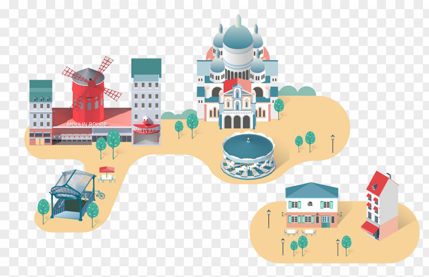 Flat Town Thumbnails Cartoon Illustration PNG