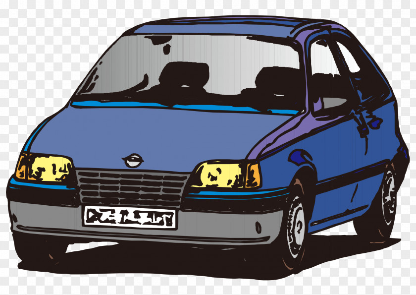 Vector Cartoon Hand Painted Blue Modern Car Euclidean PNG