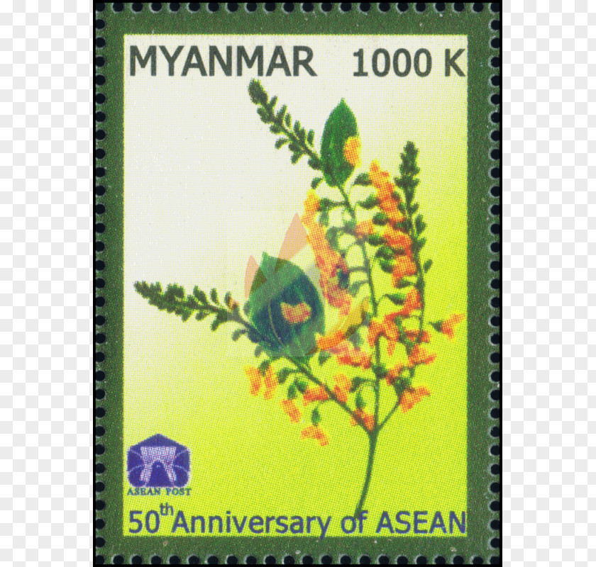 Flower Burma Postage Stamps Penny Black Association Of Southeast Asian Nations Commemorative Stamp PNG