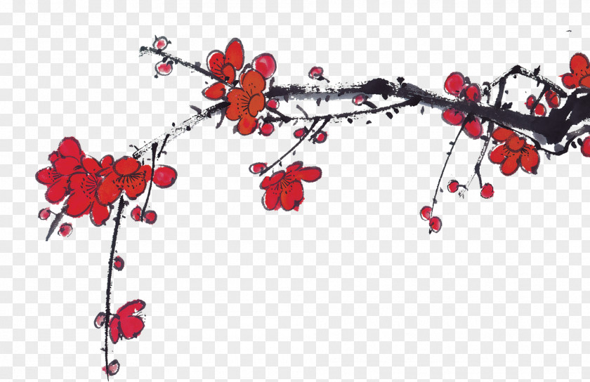 Plum Flower Ink Wash Painting Download Chinoiserie PNG