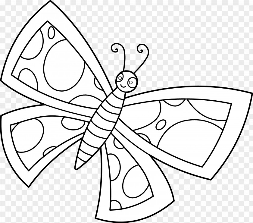 Cute Butterfly Line Drawing Black And White Clip Art PNG