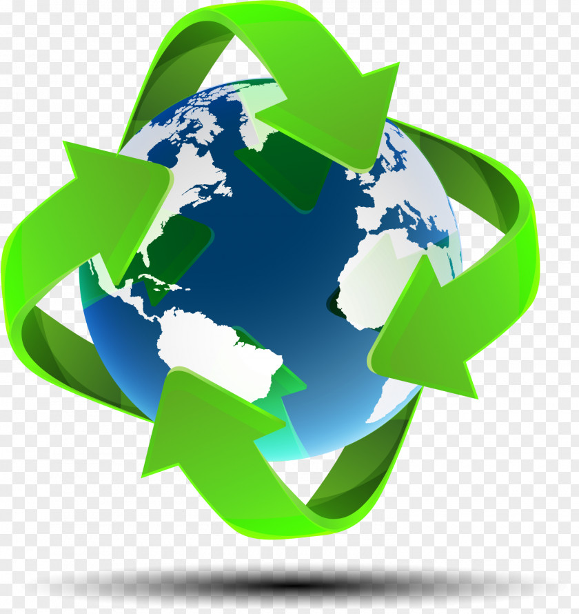 Vector Recycle Earth World Map Globe PNG