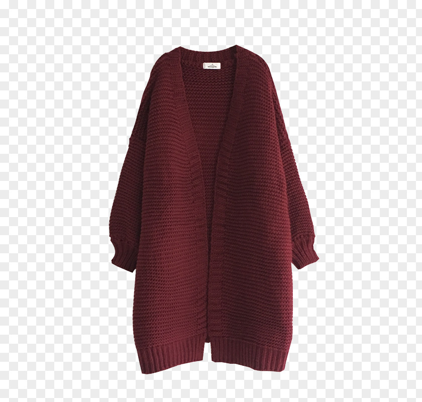 Winter Loose Coat Wine Cardigan Sweater Overcoat PNG