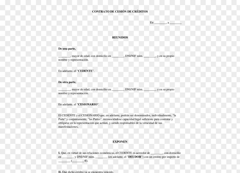 Bank Document Contract Statute Credit Cesión De Derecho PNG