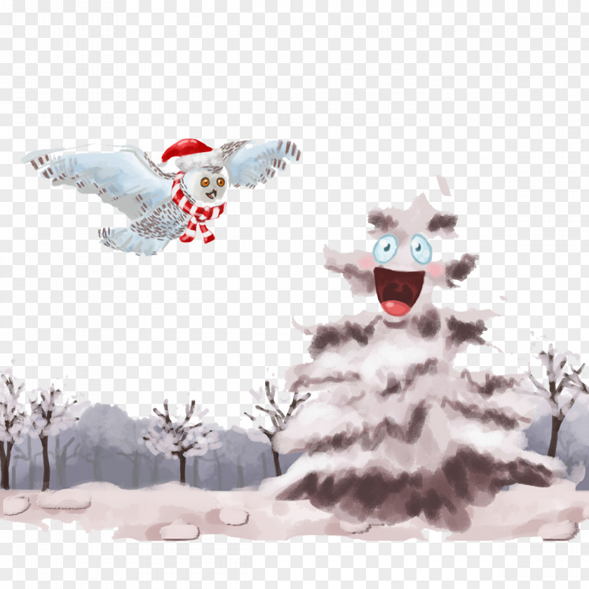 Creative Design Owl Snowman Doll Illustration PNG