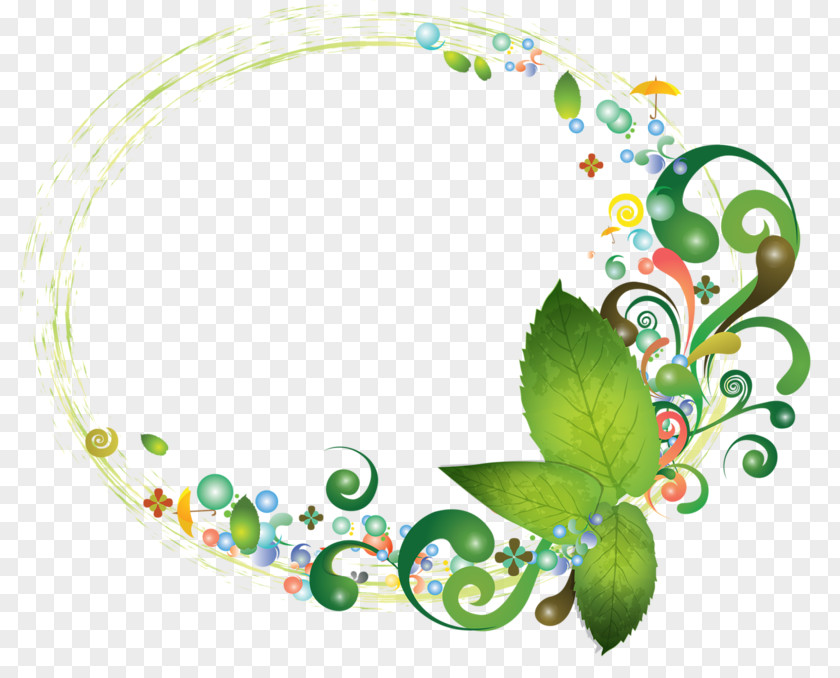 Green Leaf Pattern Border Picture Frame Clip Art PNG
