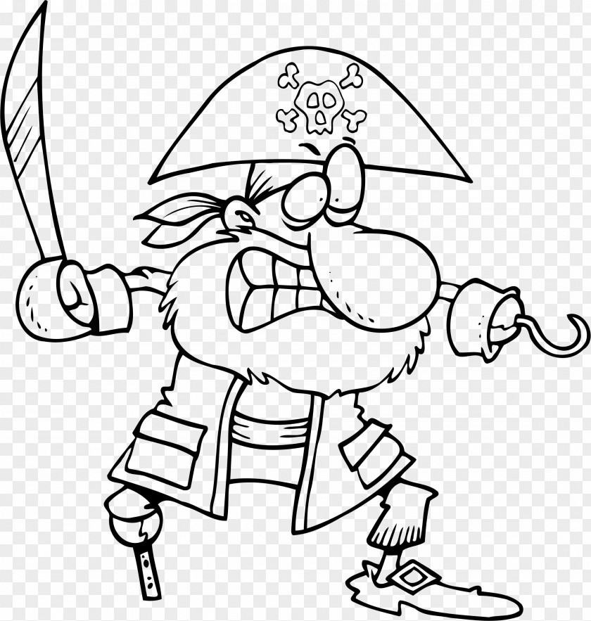 Pirate Piracy Black And White Drawing Cartoon PNG