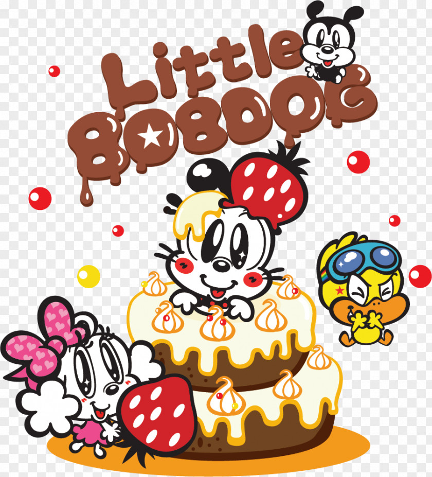 Vector Hand-drawn Birthday Cake Mashimaro Cartoon PNG