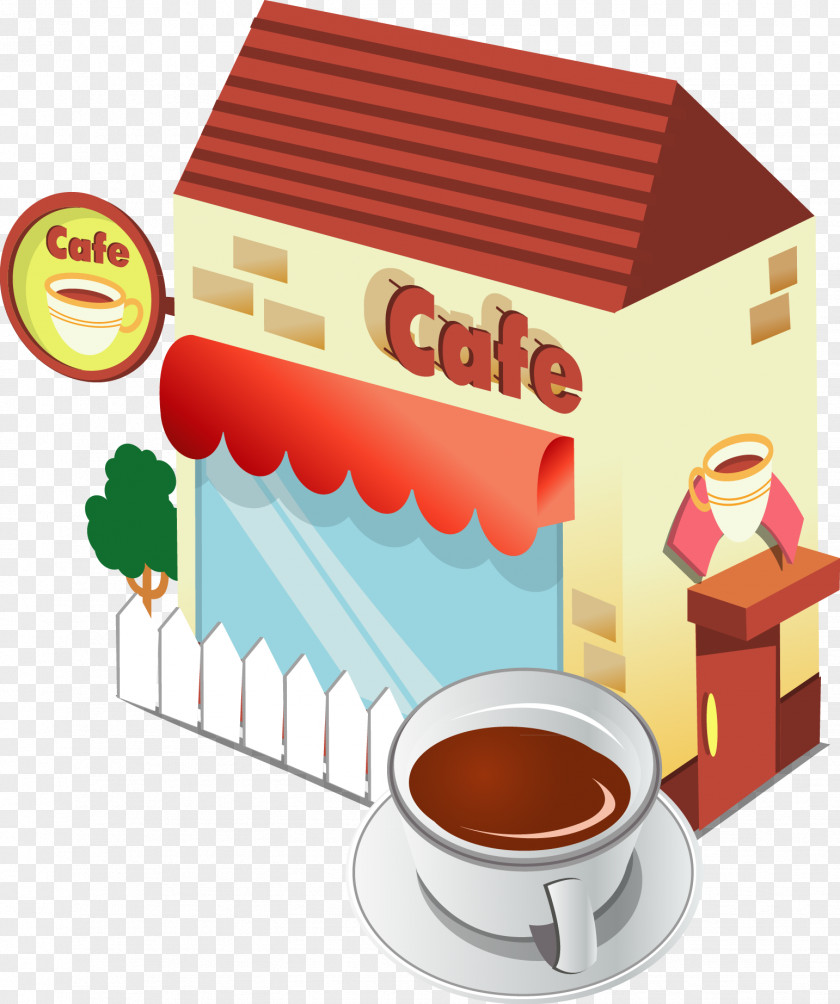 Cartoon Coffee Shop Cafe Template PNG
