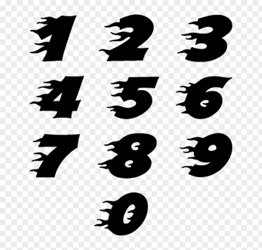 Flame Numbers Number Numerical Digit Color Logo White PNG