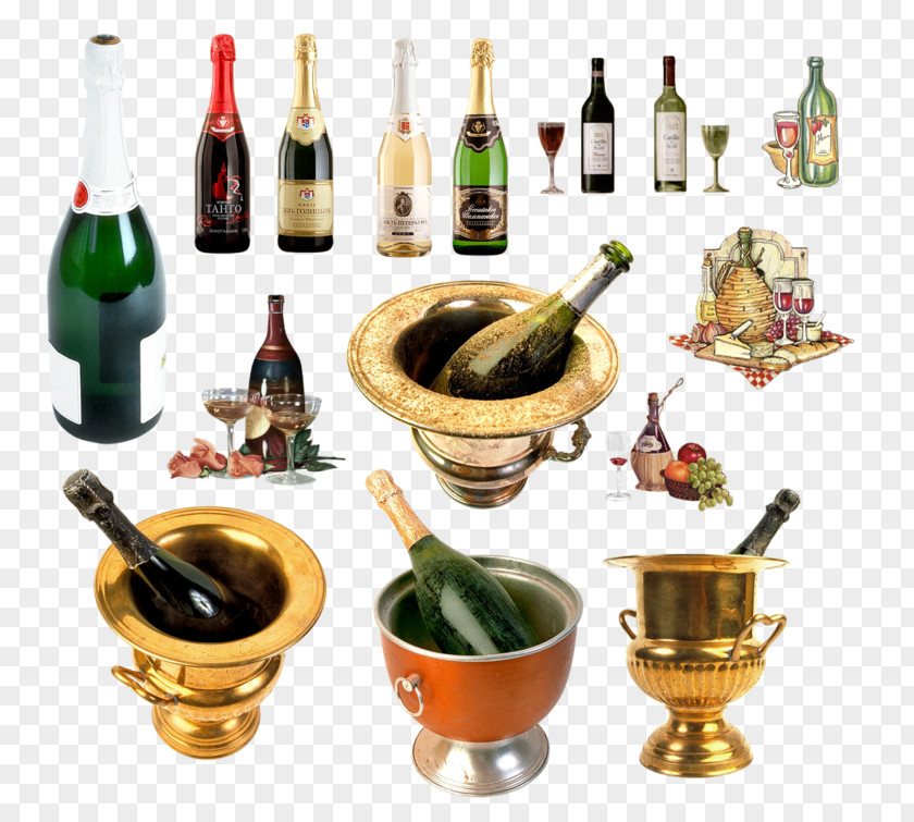 A Variety Of Bottles White Wine Champagne Chardonnay Cocktail PNG