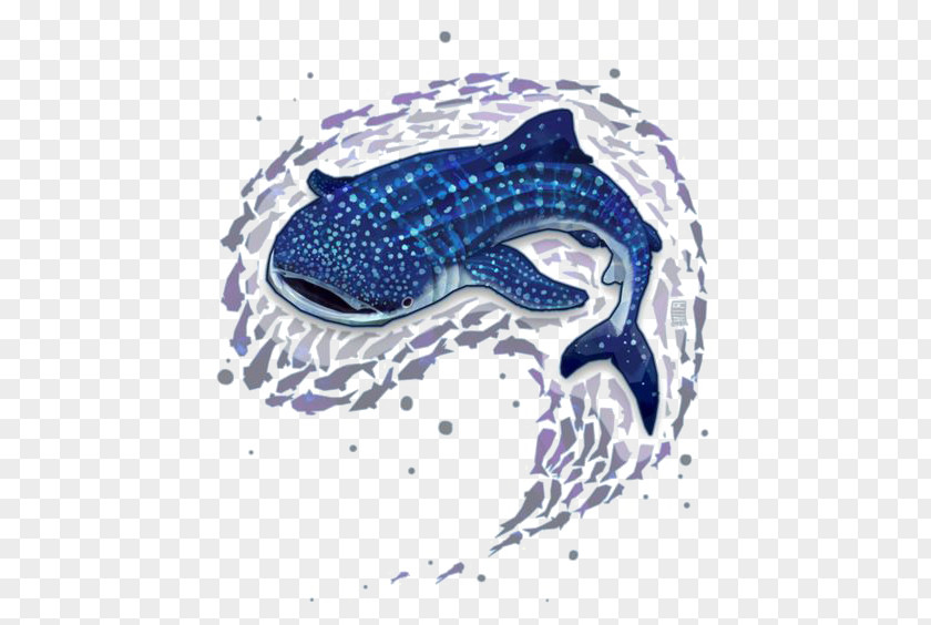 Hand-painted Whale Shark Great White Blue PNG