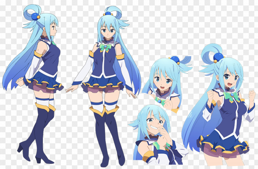 KonoSuba Aqua Fan Art Crunchyroll Model Sheet PNG