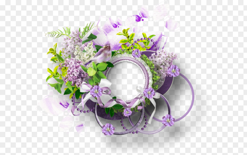 Purple Flower Ring Frame Circle Ansichtkaart PNG