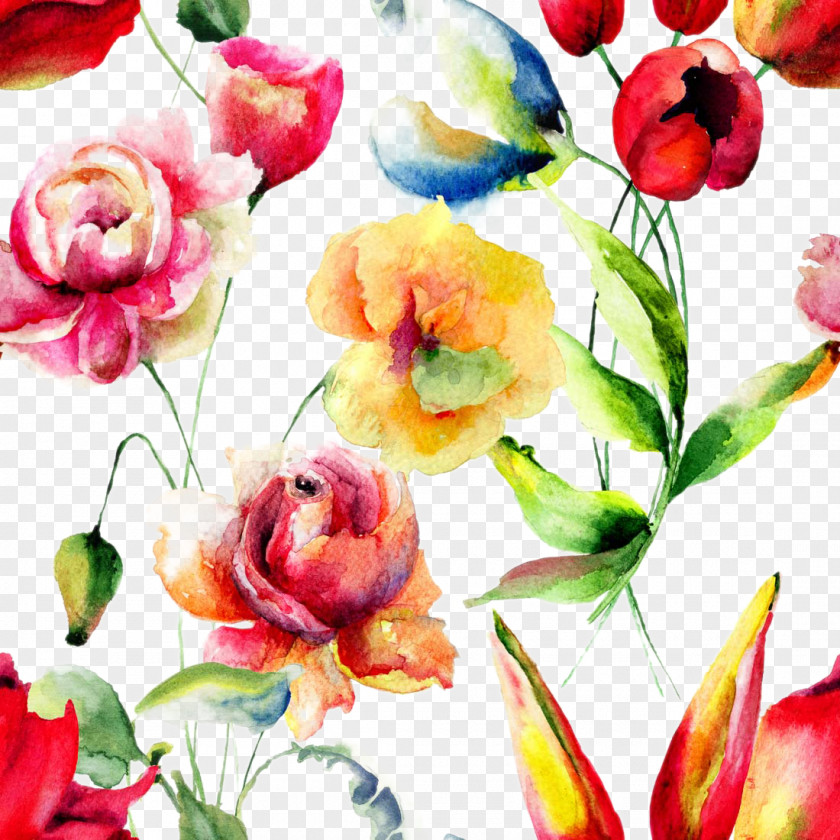 Beautiful Watercolor Flowers Background Flower Painting Floral Design Petal Pattern PNG
