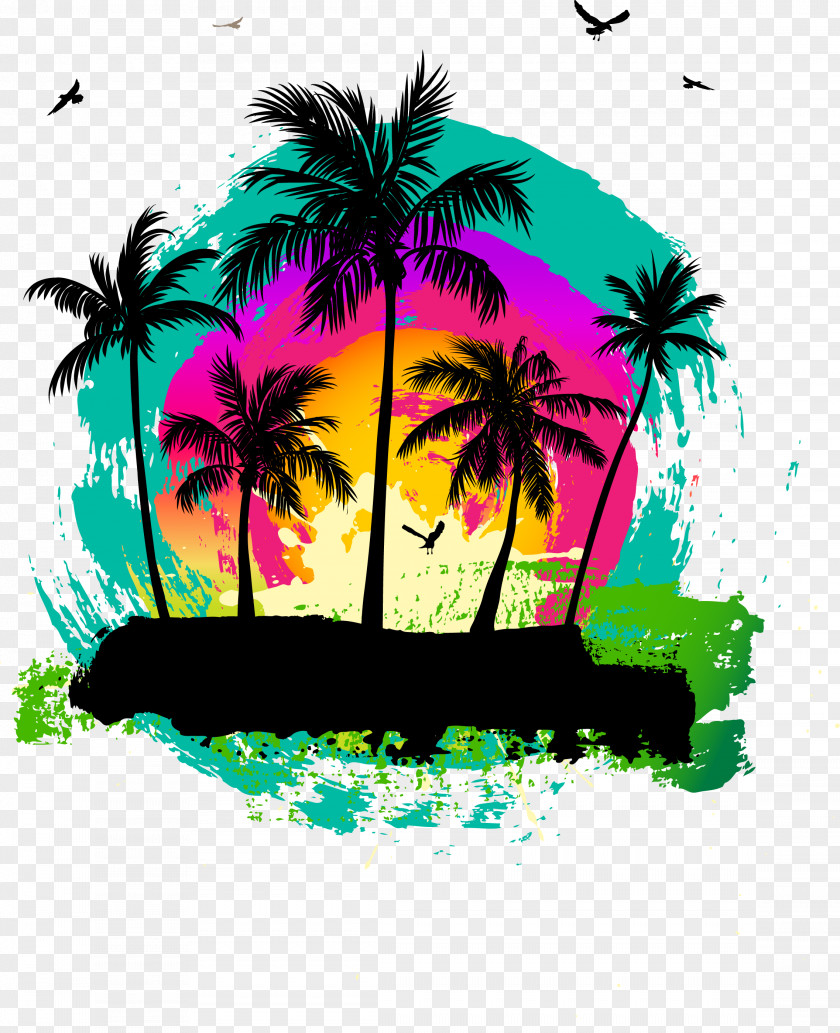 Vector Coconut Grove Material PNG