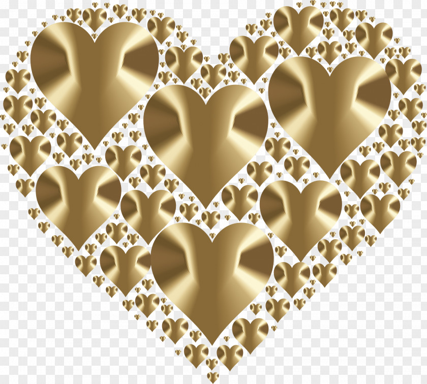 Gold Heart Love Romance Clip Art PNG
