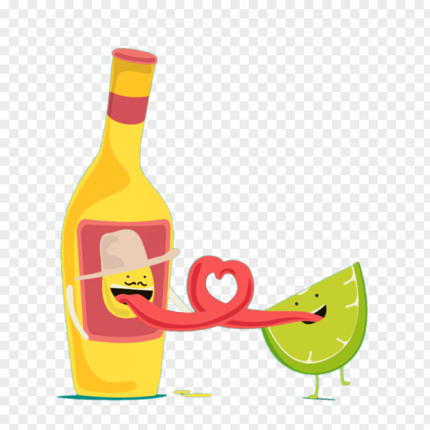 Cartoon Lemon And Whiskey Tongue Rolled Into A Heart Scotch Whisky Chivas Regal PNG
