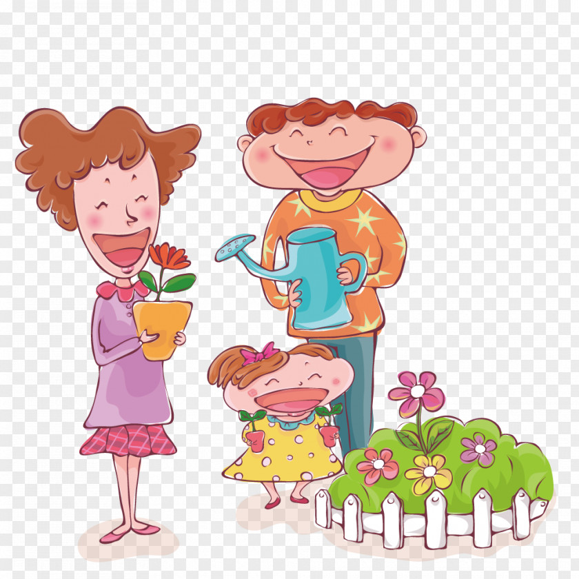 Watering Parents With Children Child Parent Computer File PNG