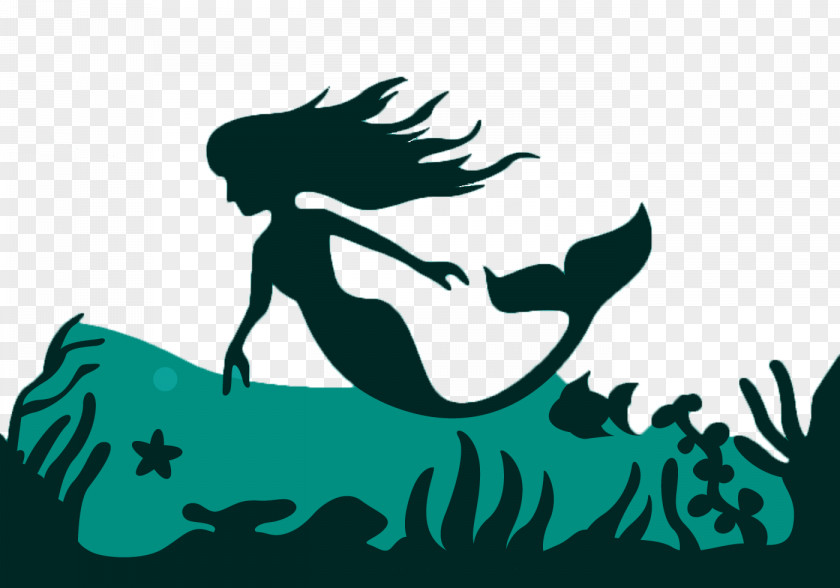 Mermaid Silhouette Fairy Tale Illustration PNG