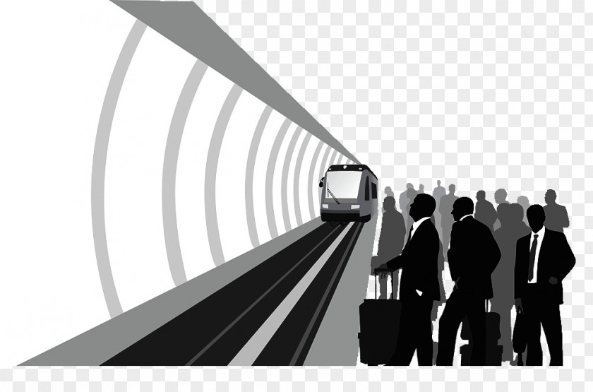 Railway Station Platform Silhouette Train Rail Transport Rapid Transit Illustration PNG