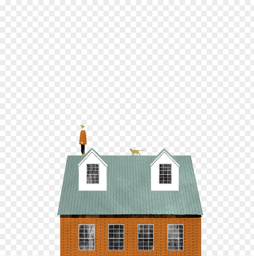 Woman And Cats On The Roof Illustrator Illustration PNG