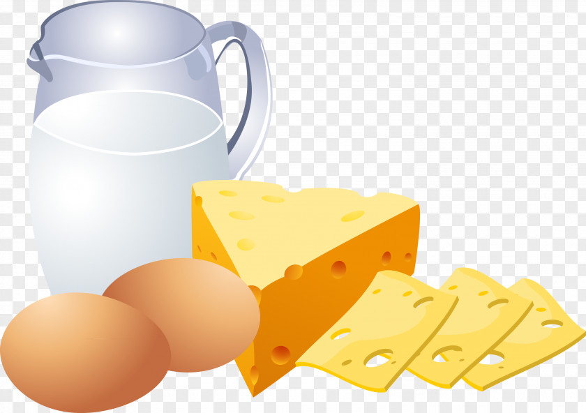 Eggs, Milk, Cheese Vector Illustration Milk Dairy Product Egg PNG