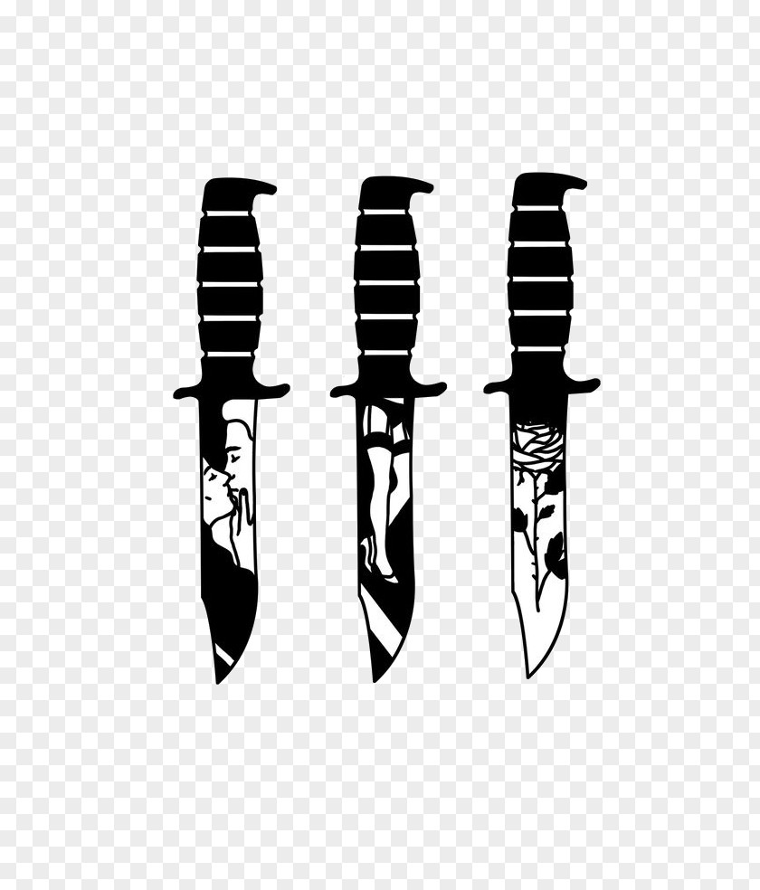 Knife Tattoo Flash Blade Design PNG