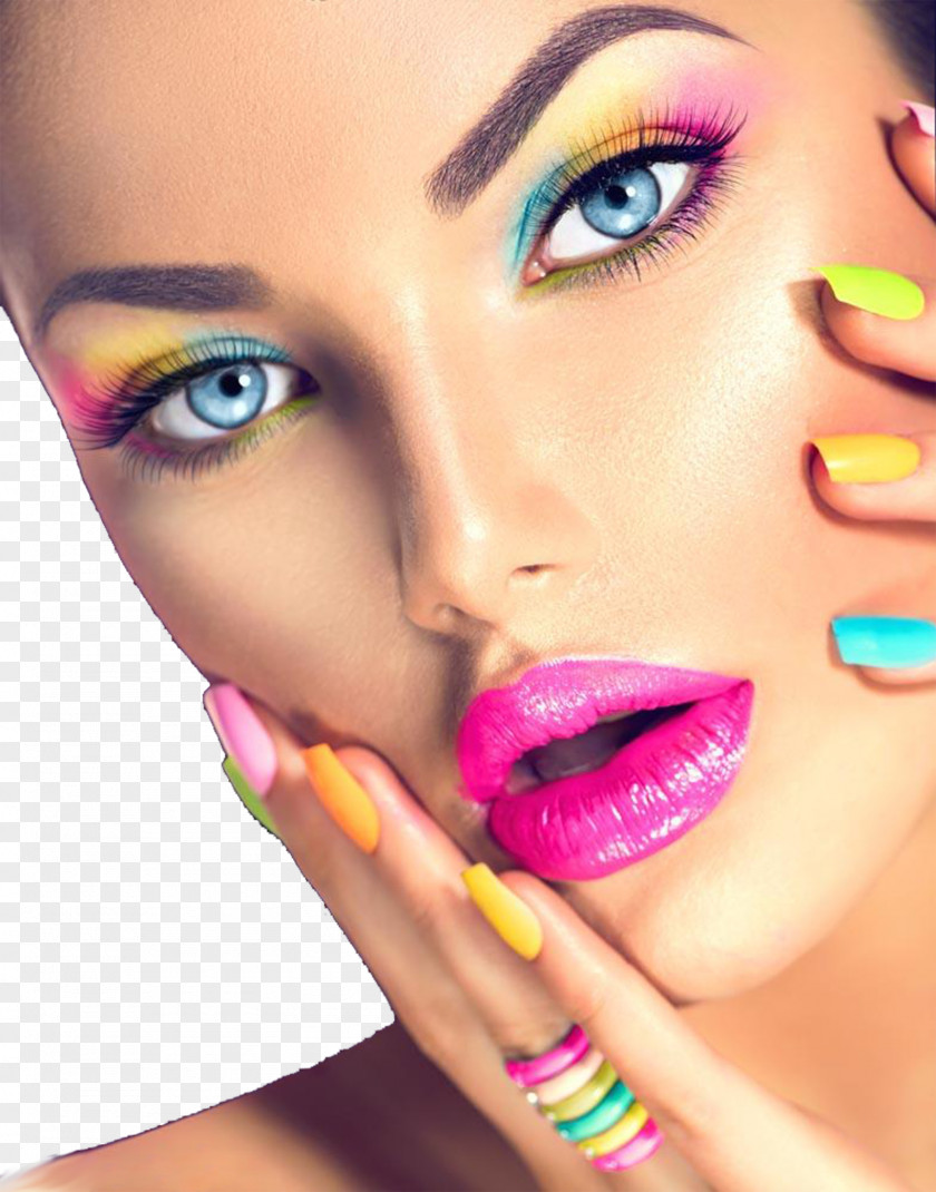 Colorful Eye Shadow Woman Face Closeup Cosmetics Beauty Make-up Artist PNG