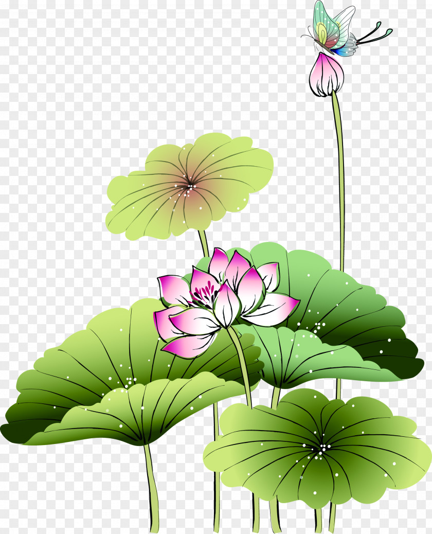Hand-painted Lotus Fresh Green Decoration Paper Painting Poster Wallpaper PNG