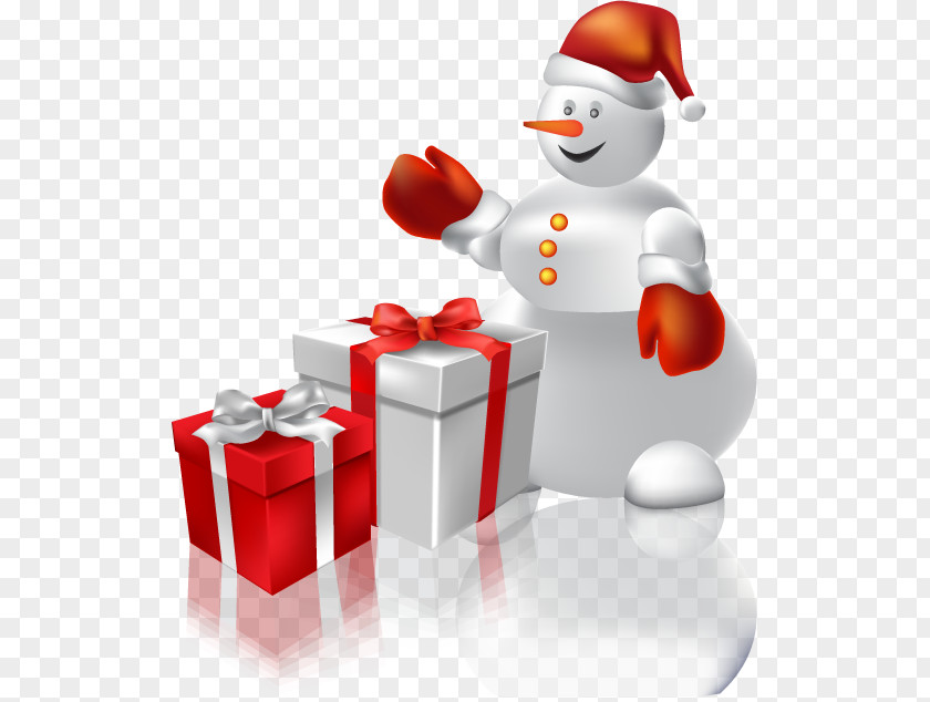 Vector Snowman Gift Christmas Clip Art PNG