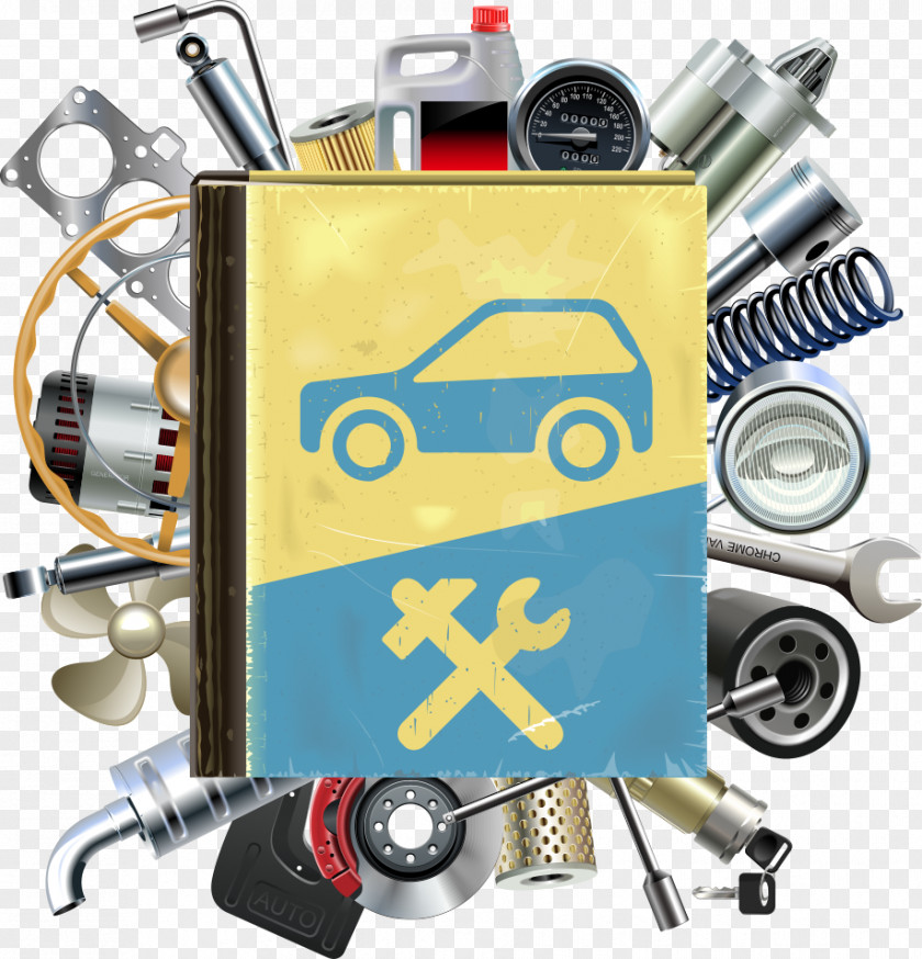 Vector Toolbox And Auto Parts Car Vecteur Clip Art PNG