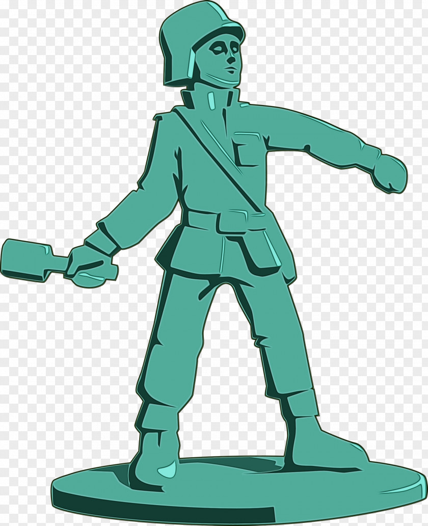 Figurine Toy Green Army Men Standing Fictional Character PNG