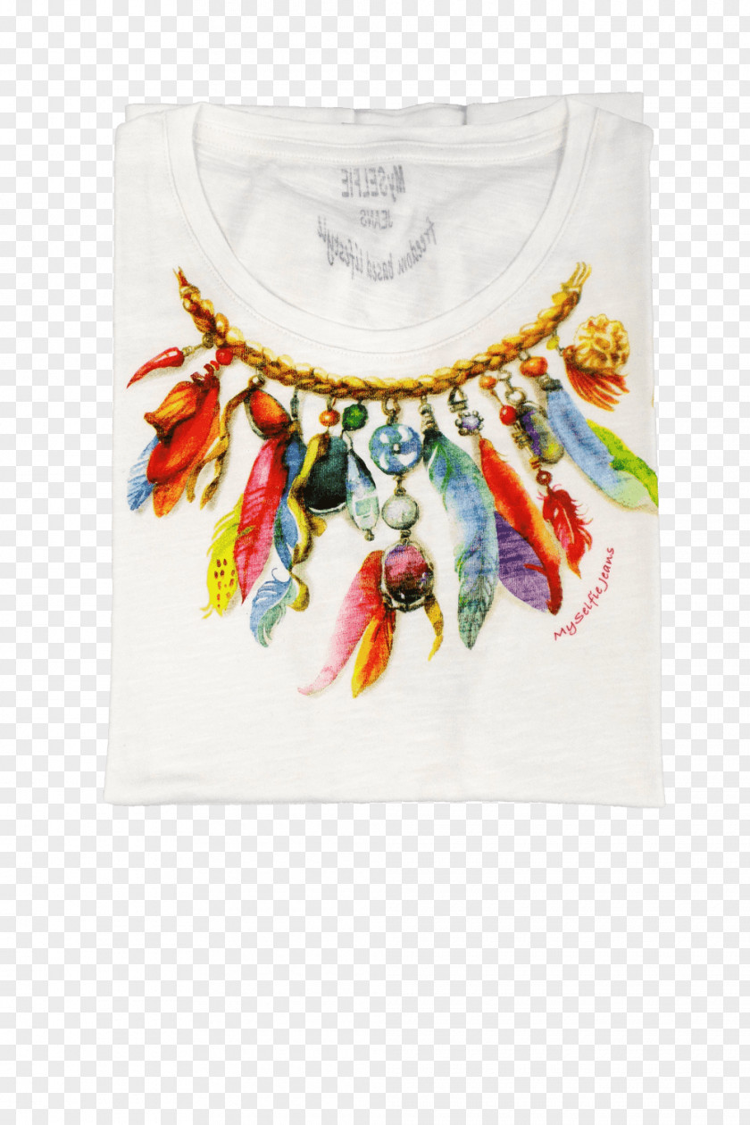 Folded Jeans Boho-chic Watercolor Painting Necklace Feather PNG