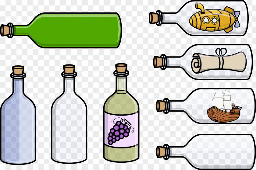 Vector Hand-painted Empty Bottle Glass Clip Art PNG