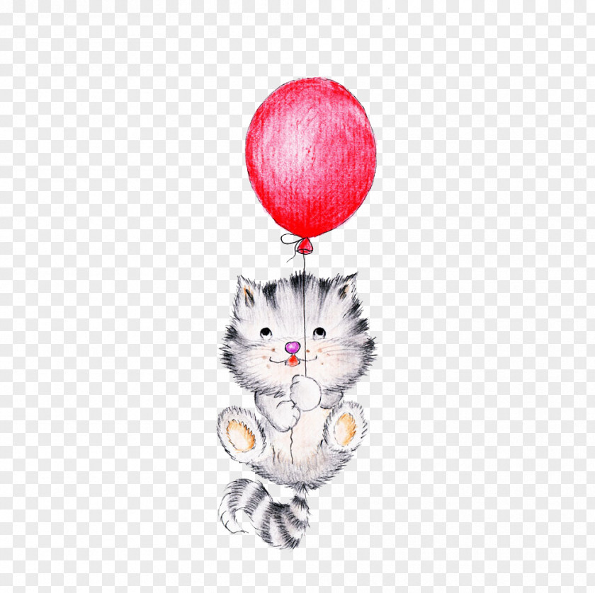 Hand Painted A Balloon With Cat Hot Air Stock Photography Painting Illustration PNG