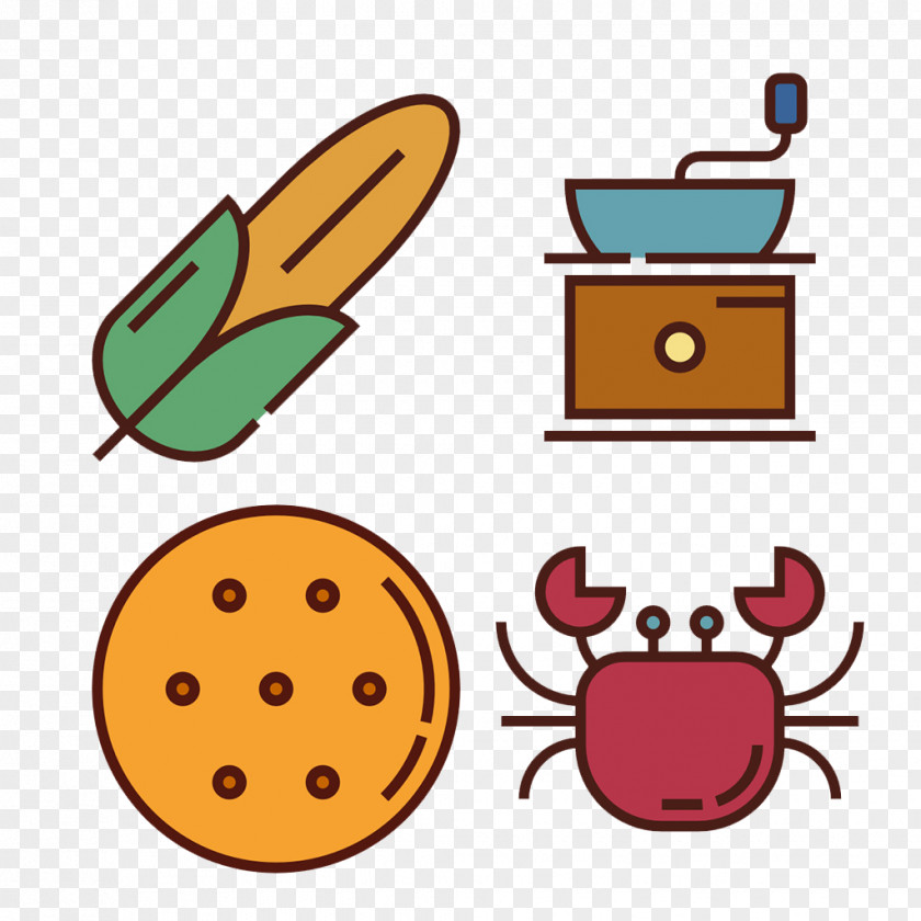 Cartoon Crab And Food Clip Art PNG