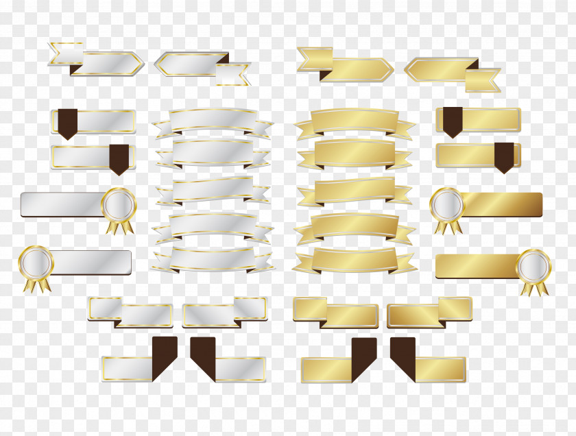 Gold And Silver Ribbon Clip Art PNG