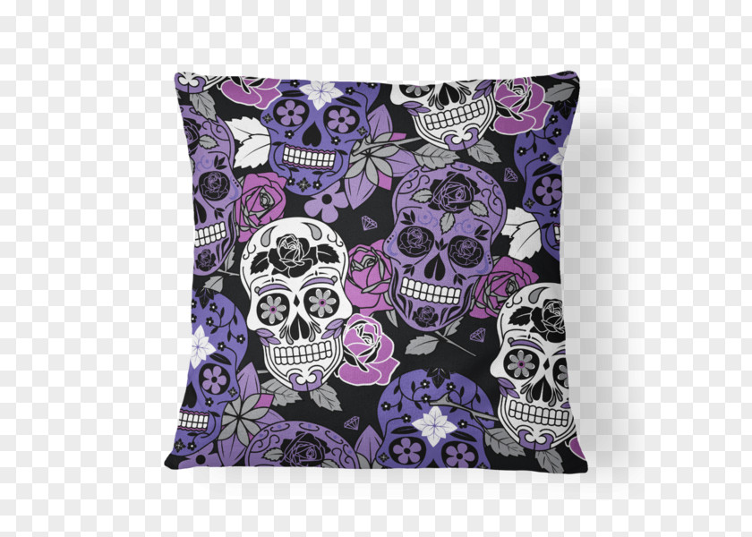 Skull Pattern Throw Pillows Calavera Bone PNG