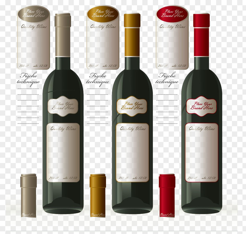 Free Wine Bottle Packaging Material Buckle Red Champagne Label PNG