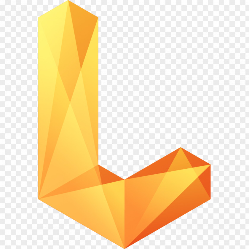 Creative Yellow Diamond Origami Geometric Stitch Letter L Paper PNG