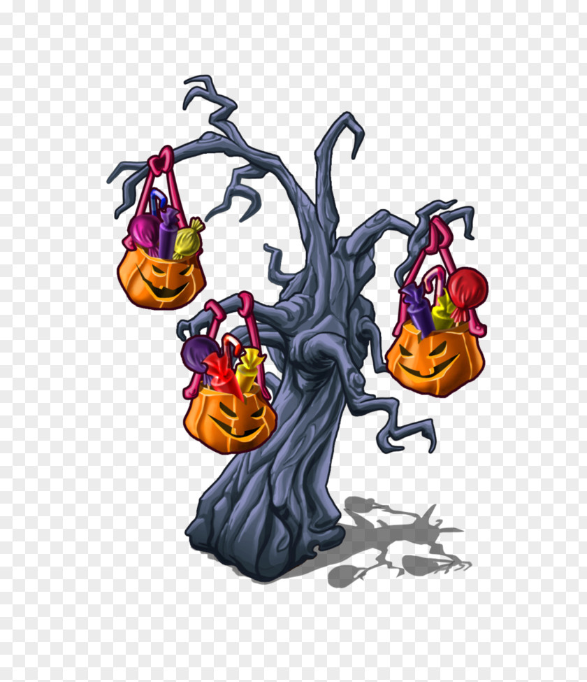 Halloween Tree Cartoon Figurine Legendary Creature PNG
